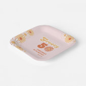 Retro Daisy Boho Orange Pink 50th Birthday Pappteller (Gewinkelt)
