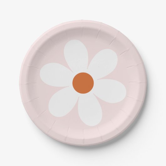 Retro Daisy Boho Papierplatte Pappteller (Vorderseite)