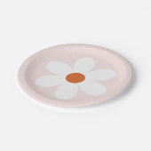 Retro Daisy Boho Papierplatte Pappteller (Schrägansicht)