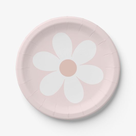 Retro Daisy Boho Papierplatte Pappteller (Vorderseite)