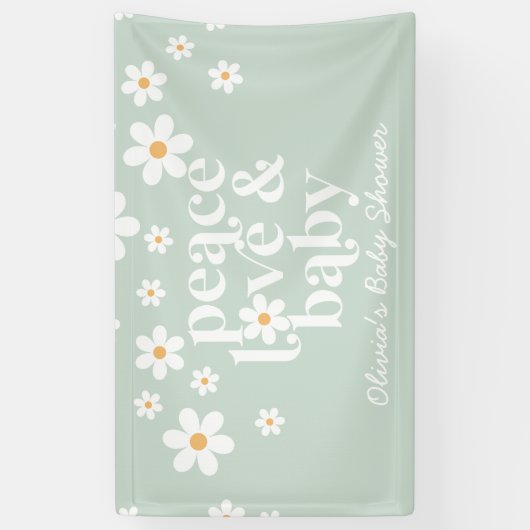 Retro Daisy boho Peace Liebe Baby Showbanner Banner (Vertikal)
