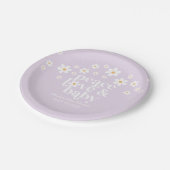 Retro Daisy boho Peace Liebe Baby Shower lilac Pappteller (Schrägansicht)