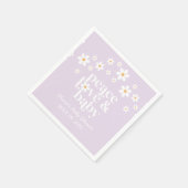Retro Daisy boho Peace Liebe Baby Shower lilac Serviette (Ecke)
