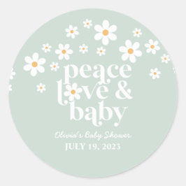 Retro Daisy boho Peace Liebe Babydusche Runder Aufkleber