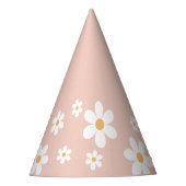 Retro daisy boho pink Party Hat Partyhütchen (Vorderseite)