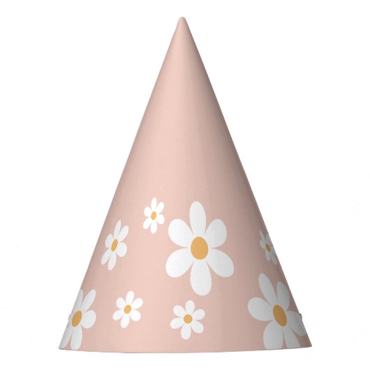 Retro daisy boho pink Party Hat Partyhütchen (Vorderseite)