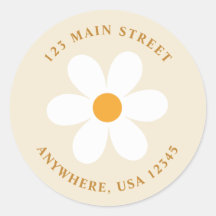 Retro daisy boho Rückadresse-Etikett