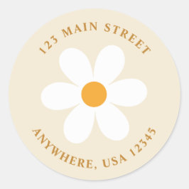 Retro daisy boho Rückadresse-Etikett Runder Aufkleber