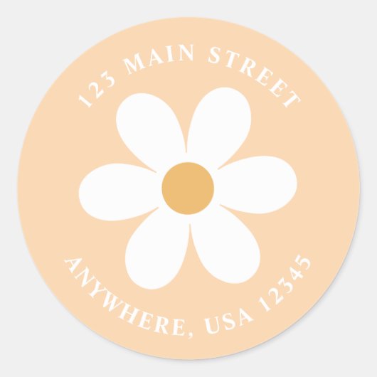 Retro daisy boho Rückadresse-Etikett Runder Aufkleber (Vorderseite)