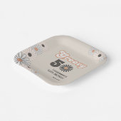 Retro Daisy Boho Terracotta Natural 50th Birthday Pappteller (Gewinkelt)