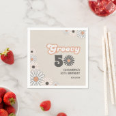 Retro-Daisy-Boho-Terrakotta-Natürlich 50. Geburtst Serviette (Beispiel)