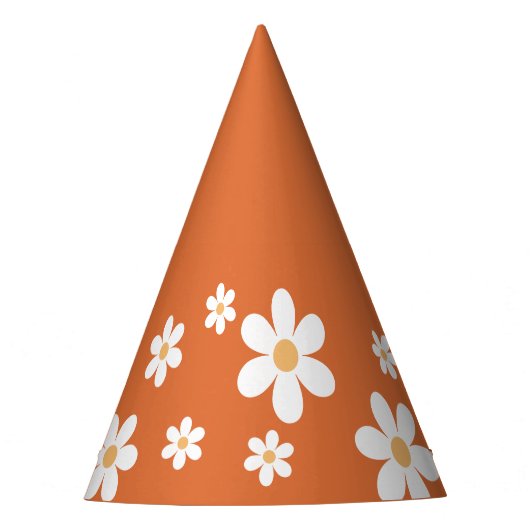 Retro daisy boho verbrannte orange Party Hat Partyhütchen (Vorderseite)