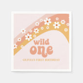 Retro Daisy Boho Wild One Rainbow Napkins Serviette (Vorderseite)