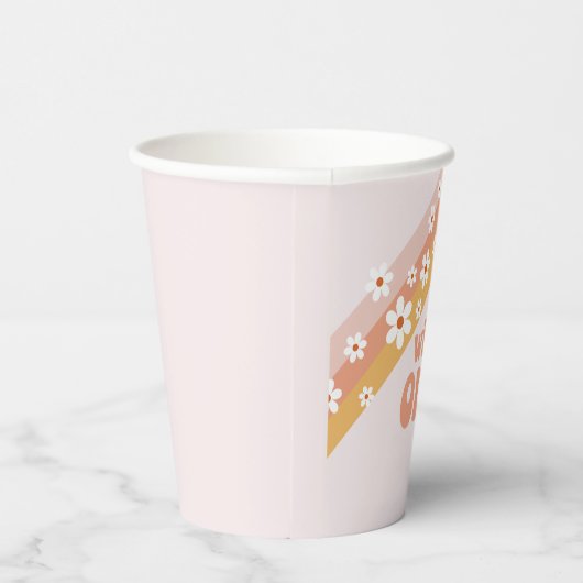 Retro Daisy Boho Wild One Rainbow Pappbecher (Rechts)