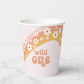 Retro Daisy Boho Wild One Rainbow Pappbecher (Vorderseite)
