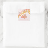 Retro Daisy Boho Wild One Rainbow Quadratischer Aufkleber (Tasche)