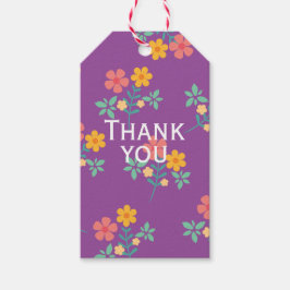 Retro Daisy Bouquet Muster in Lila Dankeschön Geschenkanhänger