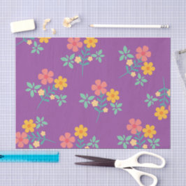 Retro Daisy Bouquet Muster in Lila Seidenpapier