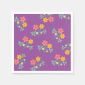 Retro Daisy Bouquet Muster in Lila Serviette (Vorderseite)