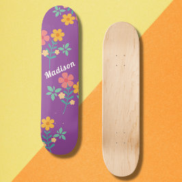Retro Daisy Bouquet Muster in Lila Skateboards