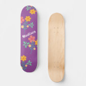 Retro Daisy Bouquet Muster in Lila Skateboards (Vorderseite)