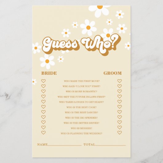 Retro Daisy Brautparty Game Flyer (Vorne)