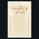 Retro Daisy Brautparty Game Flyer<br><div class="desc">Wer kennt die Bride Beste Bridal "Wäre sie lieber" Duschspiel. Retro dunkles Design.</div>