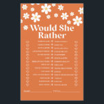 Retro Daisy Brautparty Game Flyer<br><div class="desc">Wer kennt die Bride Beste Bridal "Wäre sie lieber" Duschspiel. Retro dunkles Design.</div>