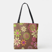 Retro Daisy Brown Tote Bag Tasche (Rückseite)