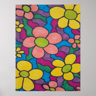 Retro-Daisy-Bunter Druck Poster