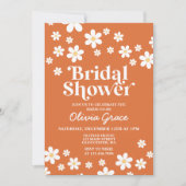 Retro Daisy Burnt Orange Brautparty Einladung (Vorderseite)