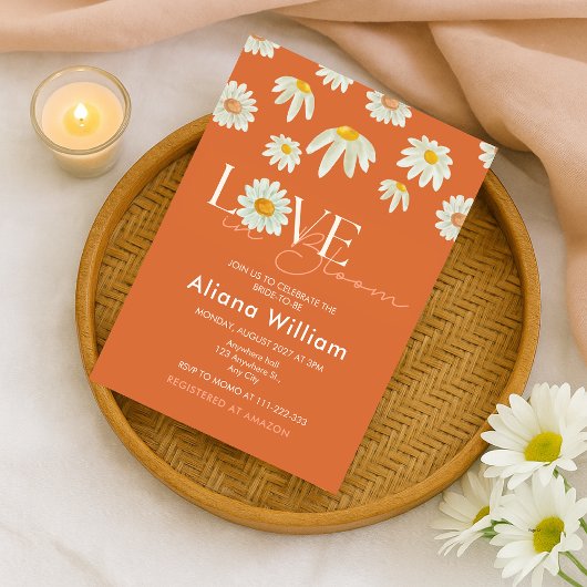 Retro Daisy Burnt Orange Bridal Dusche Einladung