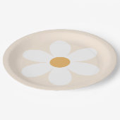 Retro daisy creme boho Papier Teller (Schrägansicht)