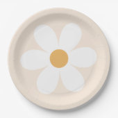 Retro daisy creme boho Papier Teller (Vorderseite)