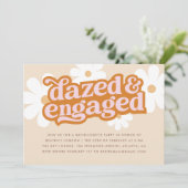 Retro Daisy Dazed & Verlobt Junggeselinnen-Abschie Einladung (Stehend Vorderseite)
