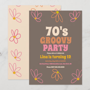 Retro-Daisy-Doodle-groovige-bohemian-Geburtstag Einladung