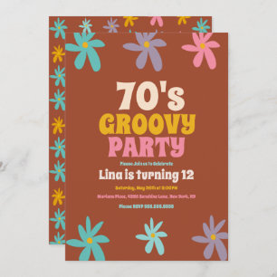 Retro Daisy Doodle Groovy Blume Geburtstagsparty Einladung