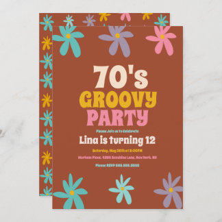 Retro Daisy Doodle Groovy Blume Geburtstagsparty Einladung