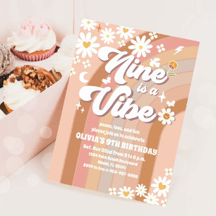 Retro-Daisy-Einladung zum 9. Geburtstag Einladung