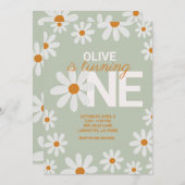 Retro Daisy Einladungen zum ersten Geburtstag (Vorne/Hinten)