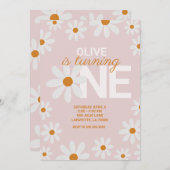 Retro Daisy Einladungen zum ersten Geburtstag (Vorne/Hinten)