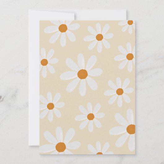 Retro Daisy Einladungen zum ersten Geburtstag (Rückseite)