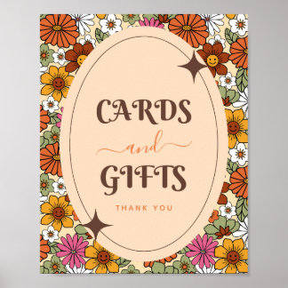 Retro Daisy Floral Groovy Hippie Cards & Geschenke Poster