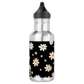 Retro Daisy floral Muster Boho Personalisiert Blac Edelstahlflasche (Rechts)