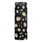 Retro Daisy floral Muster Boho Personalisiert Blac Thermosbecher (Rückseite)