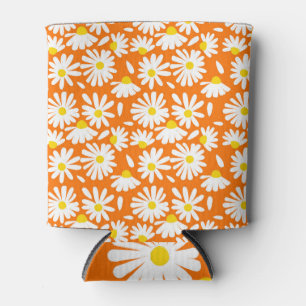 Retro daisy floral: orange Vintag. Dosenkühler