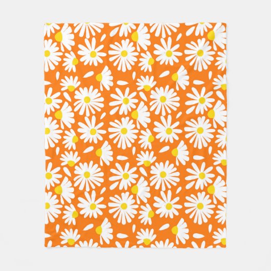 Retro daisy floral: orange Vintag. Fleecedecke (Vorderseite)