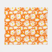 Retro daisy floral: orange Vintag. Fleecedecke (Vorderseite (Horizontal))