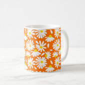 Retro daisy floral: orange Vintag. Kaffeetasse (VorderseiteRechts)