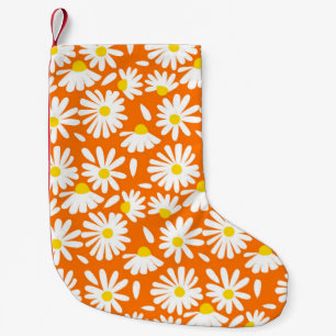 Retro daisy floral: orange Vintag. Kleiner Weihnachtsstrumpf